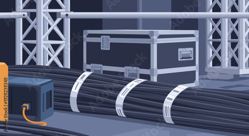 Industrial Steel Pipes and Equipment Setup.