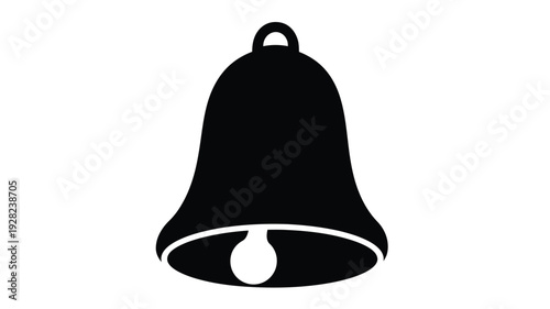A simple black bell design on a white background silhouette