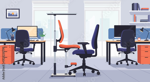 Modern Office Chair Ergonomic Design Illustration.