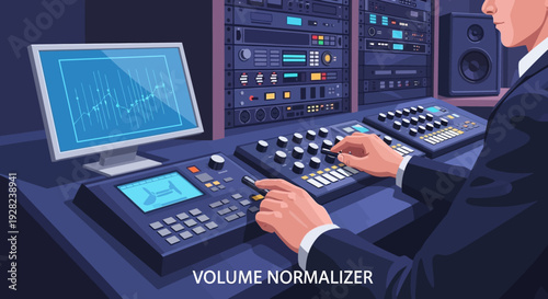 Man Adjusting Sound Mixer Controls.