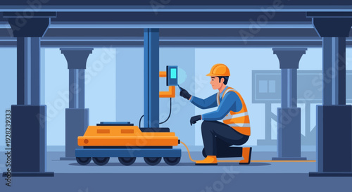 Technician Inspecting Equipment with Thermal Imaging Camera.