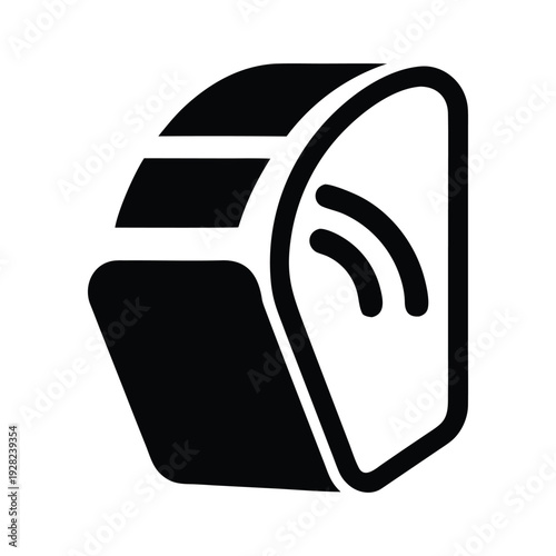 Black and white wireless signal icon representing internet connectivity, communication strength, and network availability concept