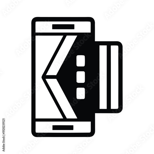 Mobile payment illustration showing smartphone and credit card for contactless transaction and digital wallet technology concept