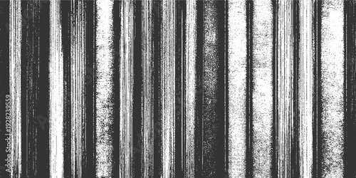 Black and white vertical lines with grainy texture and varying width and density stripes