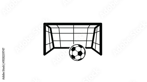 A black soccer goal and ball presented as a stark silhouette
