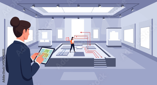 Woman Examining 3D Model of Building Design.