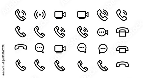 Collection of various phone and communication icons