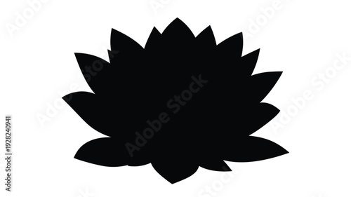 A striking black lotus flower design against a white backdrop silhouette