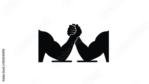 Two arms engaged in a handshake forming an m shape silhouette