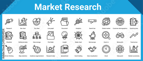 Market Research icon sheet and collection