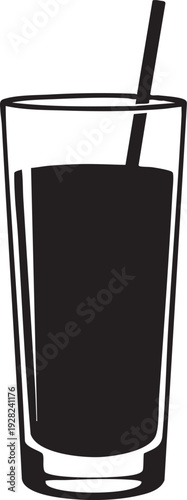 Glass with straw vector