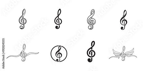 Modern Music Notes Vector Illustration – Abstract Sound Wave Design Isolated on White