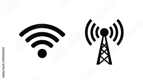Two wireless signal icons a modern design silhouette