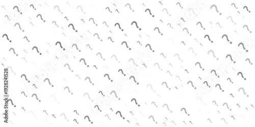 Question mark seamless pattern. Repeating interrogation patern. Hand drawn black simple icon on white sample background. Repeated modern wallpaper for design prints. Repeat swatch.