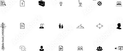 Collection of black and white representing business and management concepts