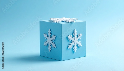Winter themed cube with snowflakes creative concept for seasonal marketing and festive occasions.