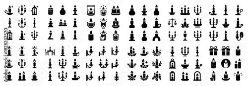 Candle and chandelier icons displayed in dense grid layout