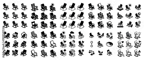 Armchair and recliner icons displayed in dense grid arrangement
