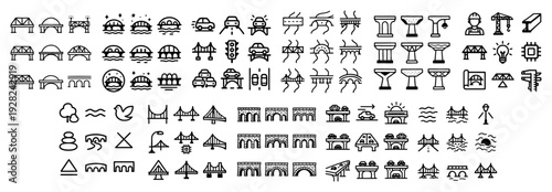 Bridge and waterway icons displayed in compact line rows