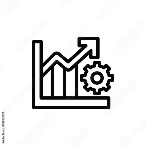 Business growth graph with gear icon.
