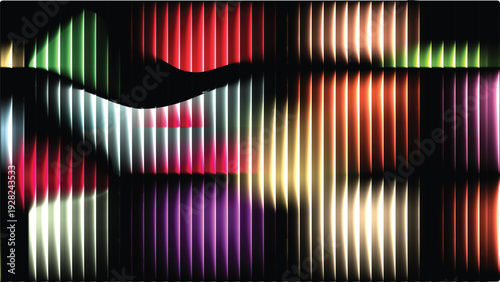 Abstract Colorful Vertical Light Bars Glowing in a Dark Background