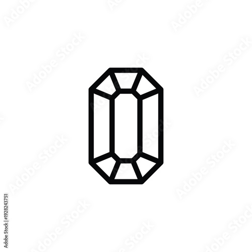 emerald cut diamond simple black outline graphic.