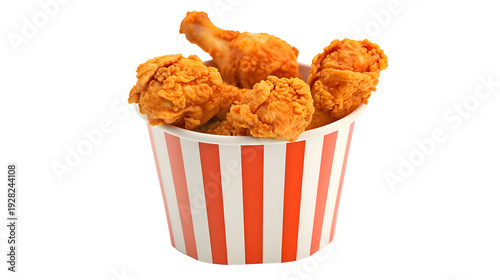 Cute toy style bucket with fried chicken drumsticks for playful design concepts