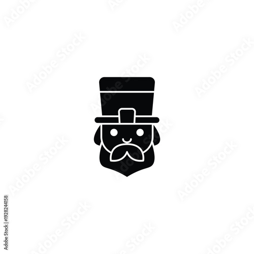 black beard man with top hat icon.