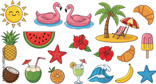 Summer vacation icons and symbols