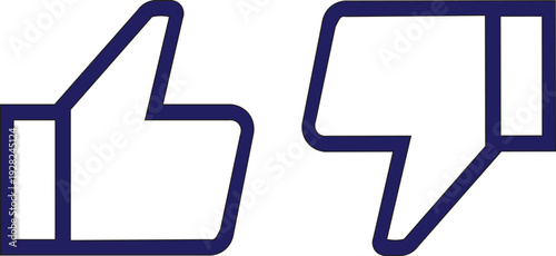 Outline Thumbs Up and Thumbs Down Icon Set - Like and Dislike Line Symbols for Social Media Feedback, Rating System and User Review UI Design