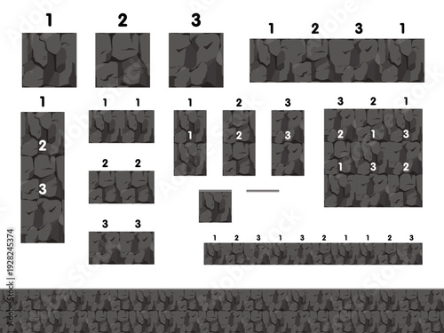 岩の断面の地面のブロックのイラスト素材_どの組み合わせでもくっつきます