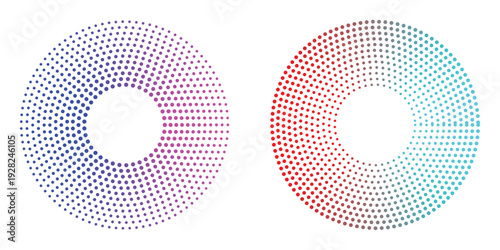 concentric circle pattern with radial dotted rings and abstract sound wave ripples. vector illustration.