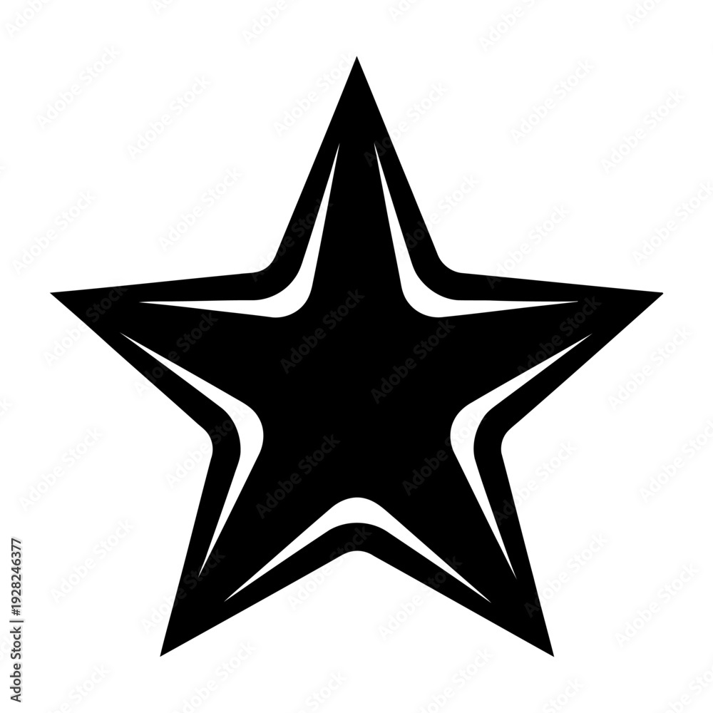 Obraz premium Black star icon vector illustration isolated on white background, five-pointed symbol for rating, award, or favorite design element
