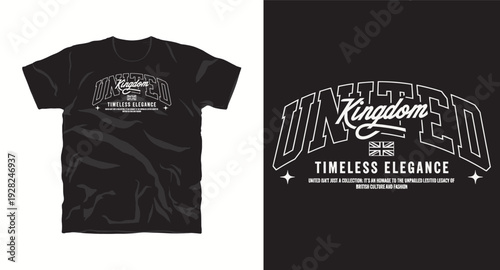 United kingdom timeless elegance t-shirt design with British flag and stars cultural fashion concept