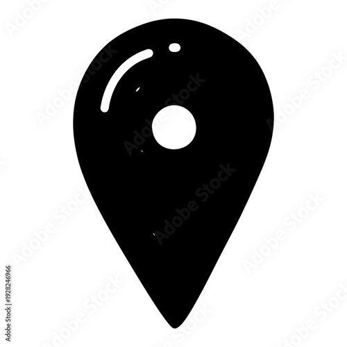 Black Location Pin Icon for Map Navigation and GPS Tracking