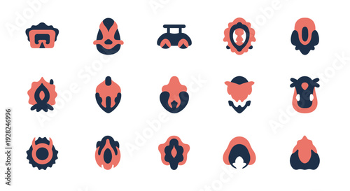 Set of abstract vulva icons in trendy minimal style