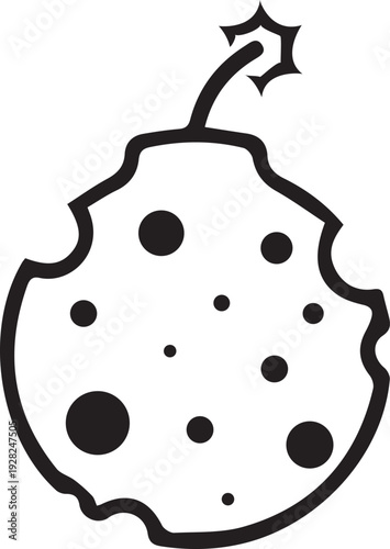 A simple black and white illustration of a cartoon bomb with a lit fuse