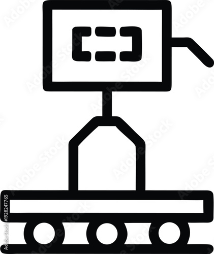 Industrial weighing scale on a wheeled cart for factory inventory and production process