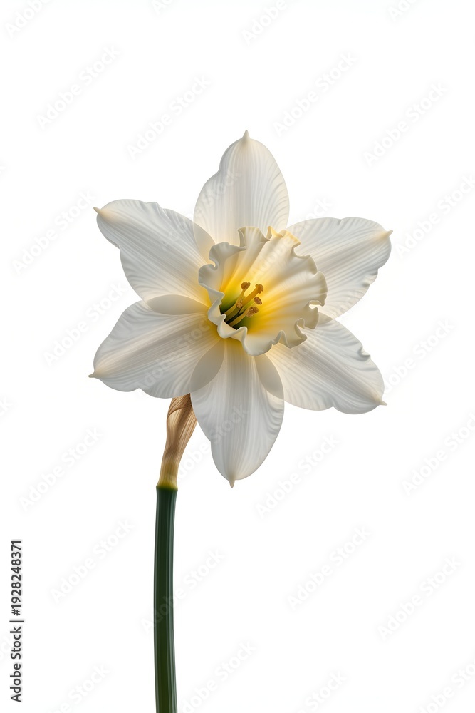 Obraz premium Single White Narcissus Flower on Clean Background