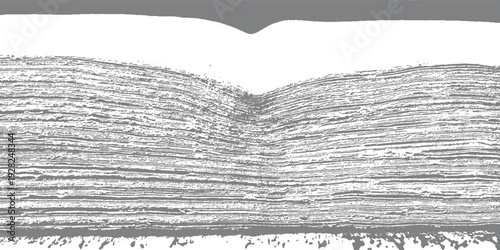 Abstract grayscale textured pattern resembling layered sediment or rock strata with a central depression