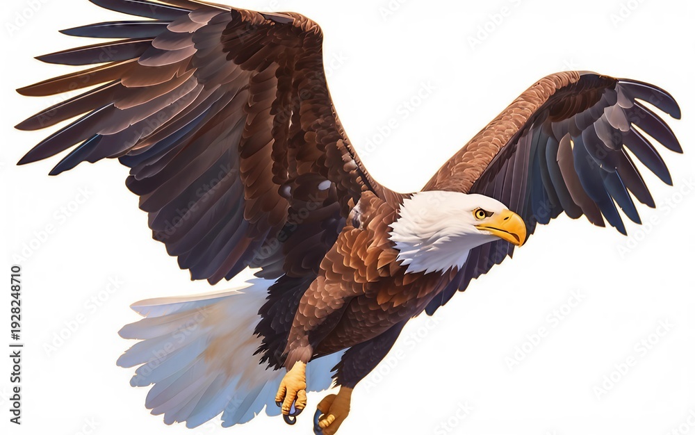 Fototapeta premium Bold Eagle Emblem Representing Freedom and Strength Isolated on White Background.