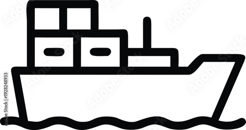 Large Cargo Ship Navigating Water with Stacked Freight Containers for Global Trade