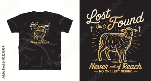 Lost but found never out of reach no one left behind sheep graphic