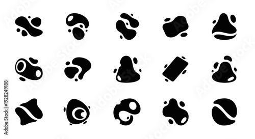 Abstract black blobs vector set, irregular shapes