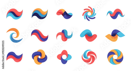 Abstract colorful swirl logo set. Modern design elements.