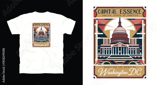 Capital essence Washington DC United States of America design featuring capitol building