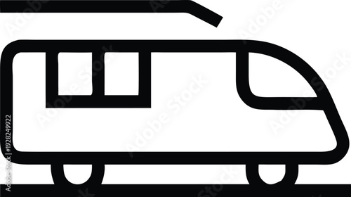 Line art representation of a modern train traveling on railway tracks symbolizing efficient public transport