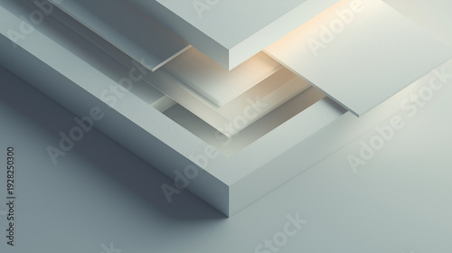 Minimal 3D Abstract Background with Modular Layered Geometry and Asymmetrical Diagonal Flow