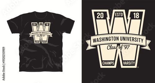 Washington university class of '97 champs varsity t-shirt design