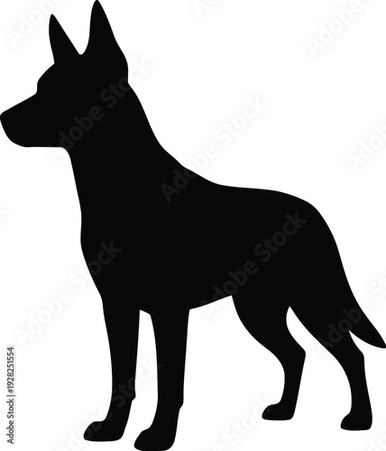 German Shepherd Dog Silhouette Vector Isolated on White Background for Logo and Design